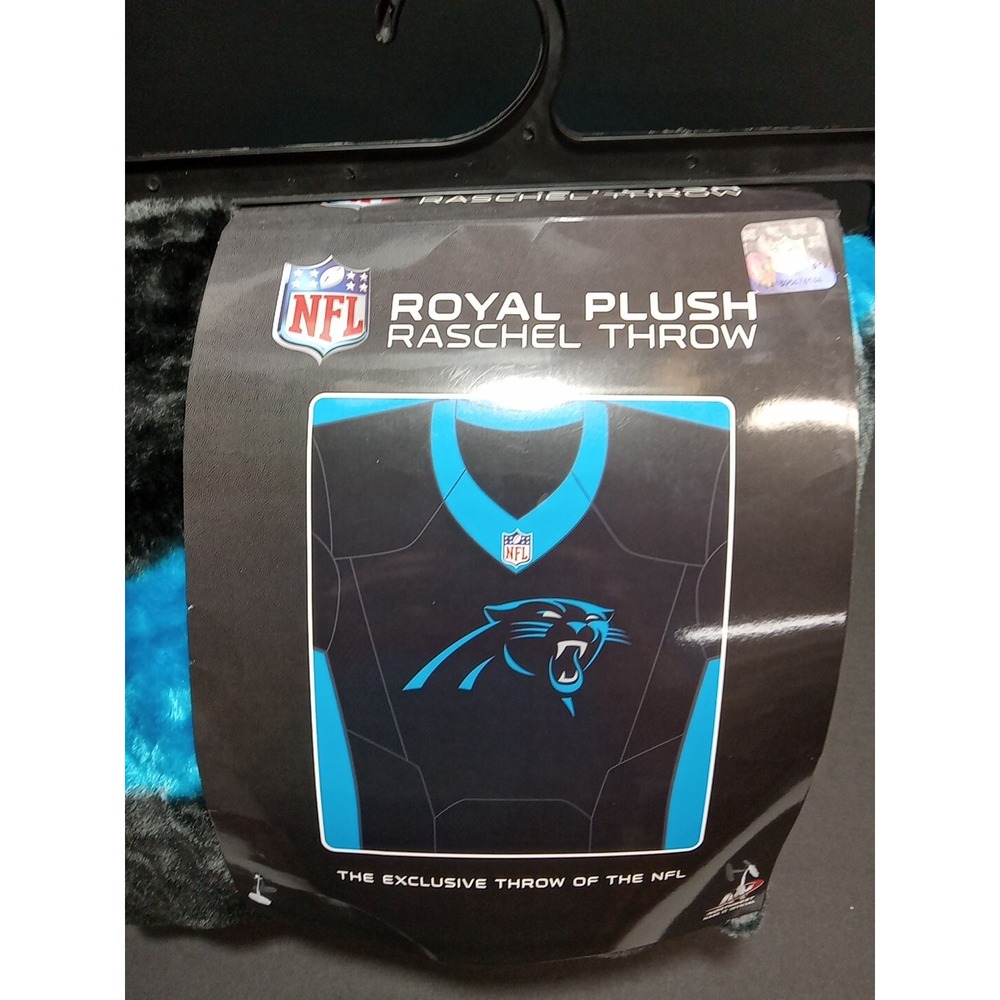 NFL Carolina Panthers Throw 50" x 60" Royal Plush Raschel Blanket One Size New